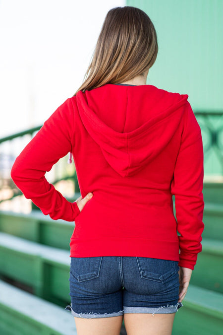 Red Full Zip Hoodie - Filly Flair