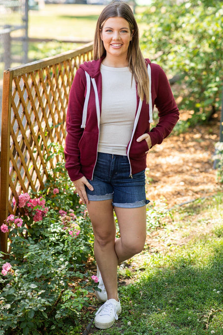 Burgundy Full Zip Hoodie - Filly Flair