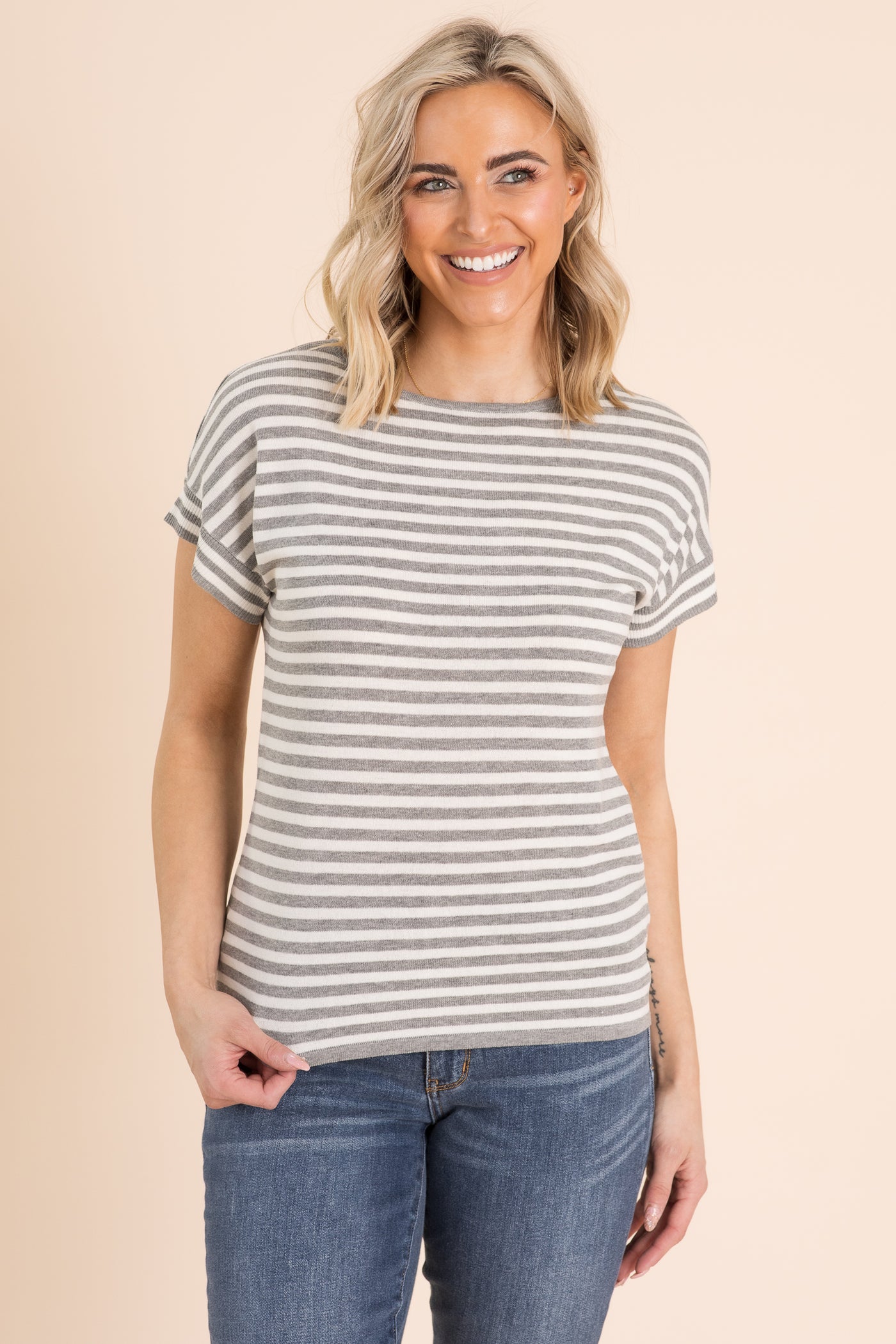 Striped Lightweight Sweater Knit Top