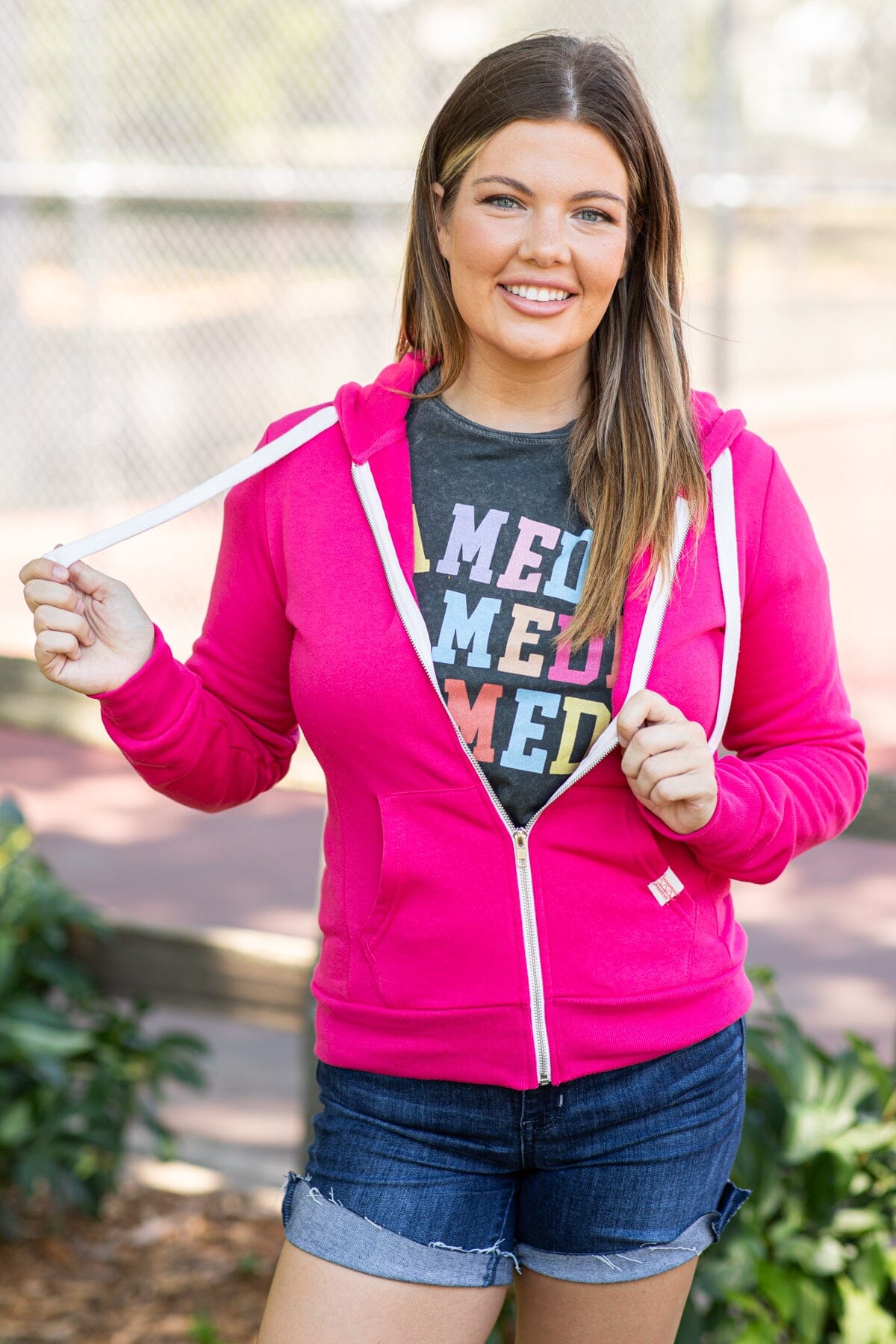 Hot pink best sale zip up