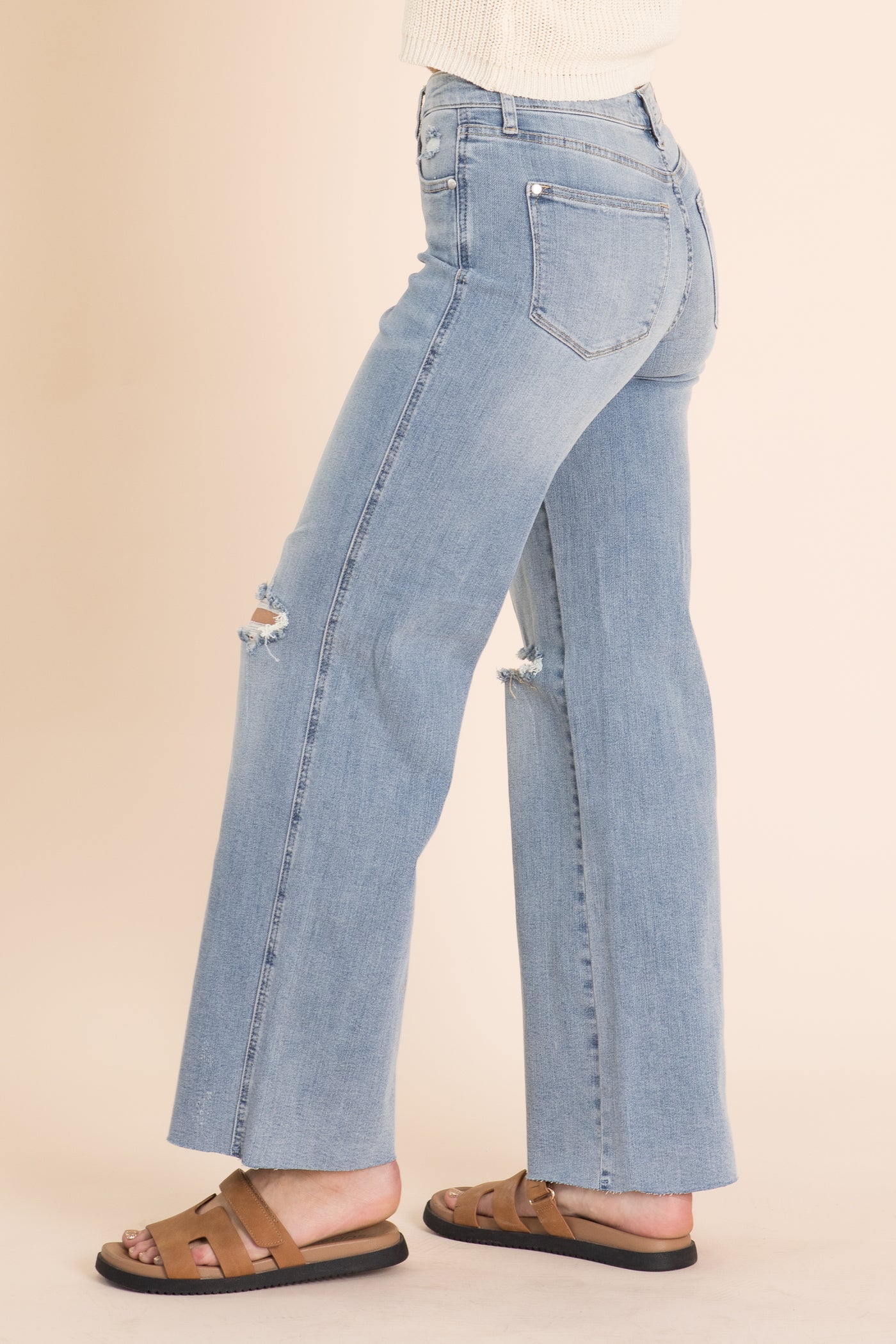 Judy Blue Tummy Control Wide Distress Jean