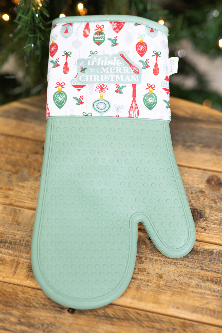 White Whisk You Merry Christmas Oven Mitt