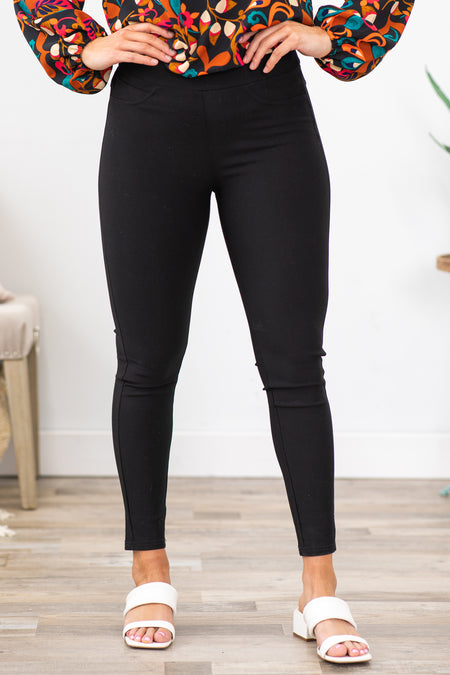 Black Ponte Pull On Pants