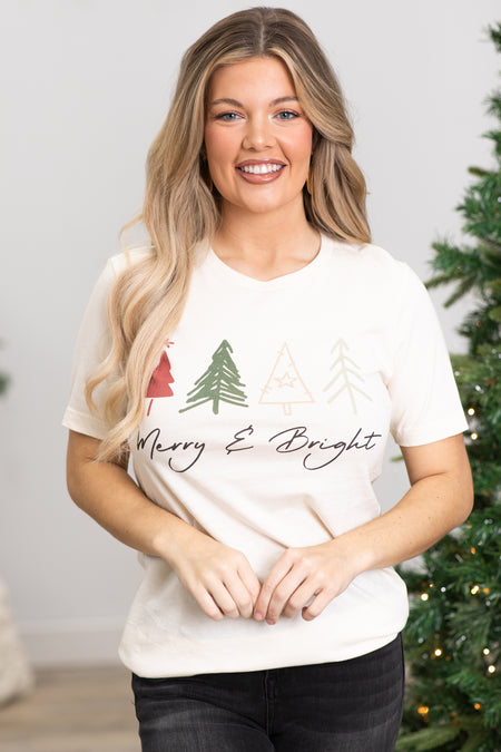 Ivory Merry & Bright Trees Graphic Tee