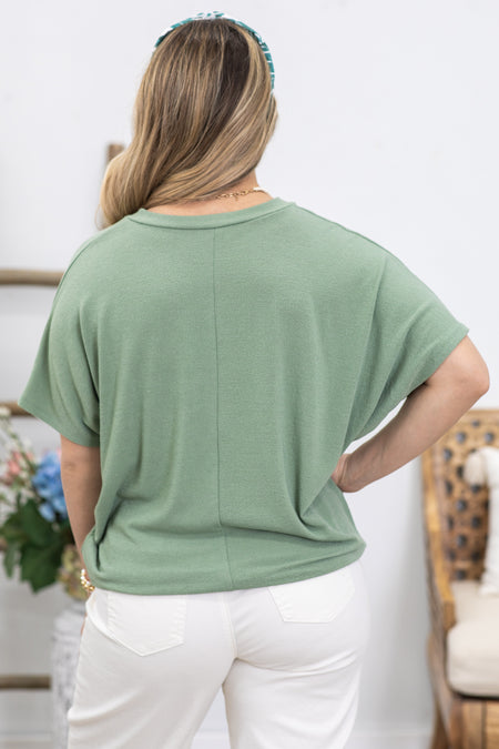 *UNDER NEW TITLE* Sage Basic V-Neck Short Sleeve Knit Top