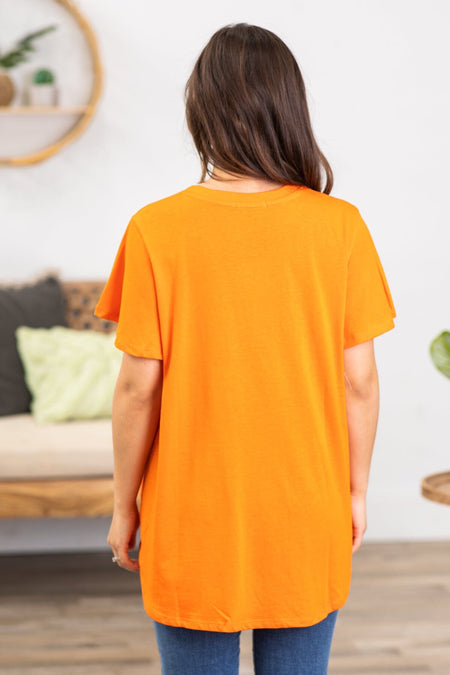 Orange Flutter Sleeve Top - Filly Flair