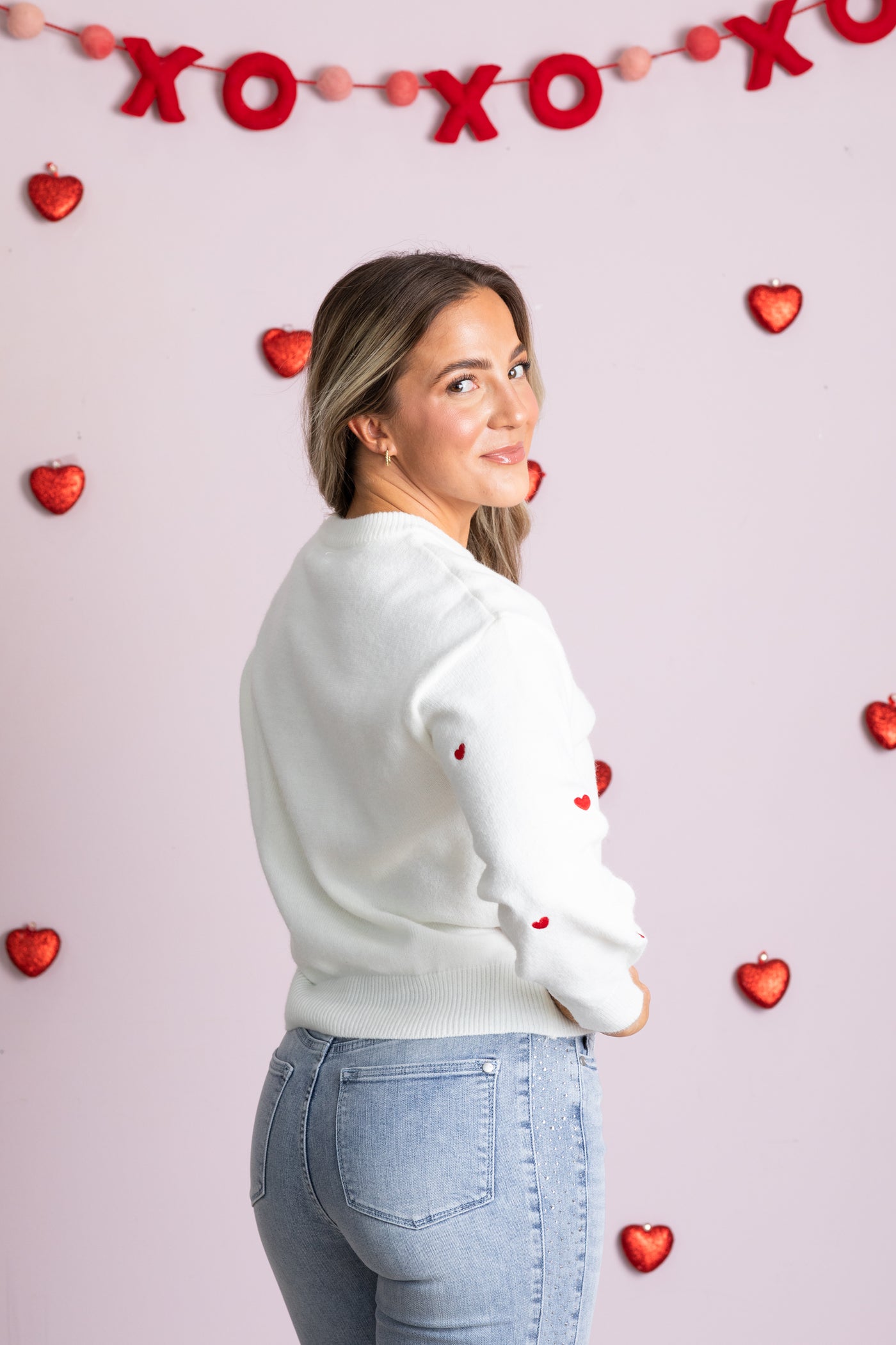 Heart Embroidered Crewneck Sweater