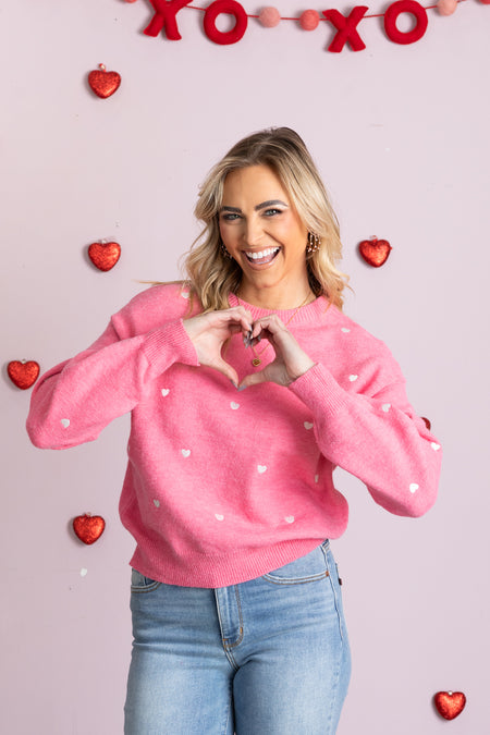 Heart Embroidered Crewneck Sweater