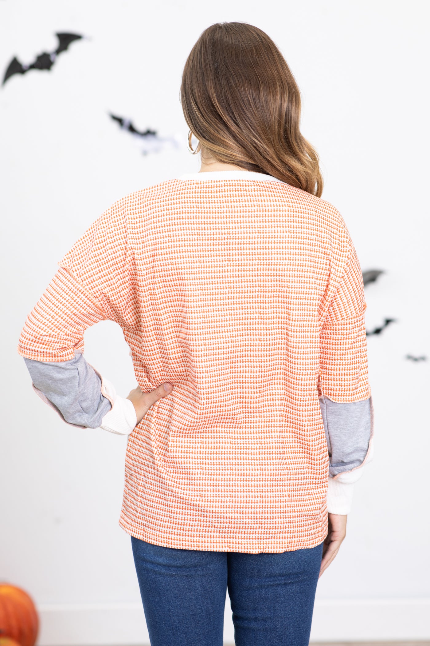 Heather Grey and Orange Colorblock Top