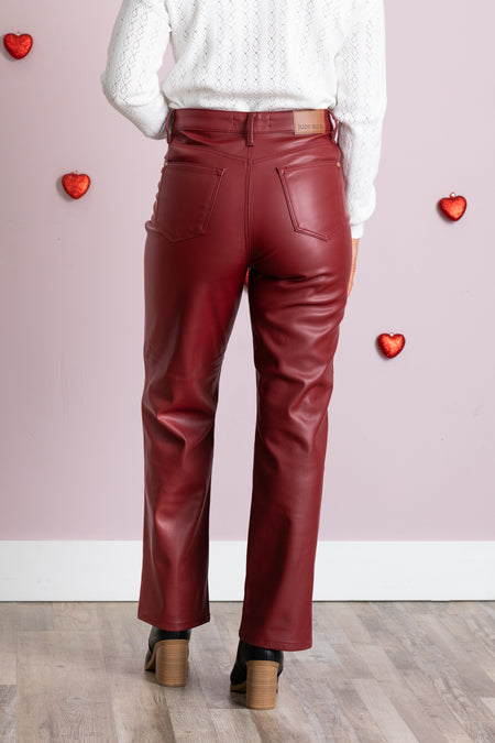 Judy Blue Tummy Control Red Leather Pant