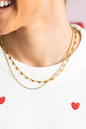 Gold Tarnish Free Heart Layer Necklace