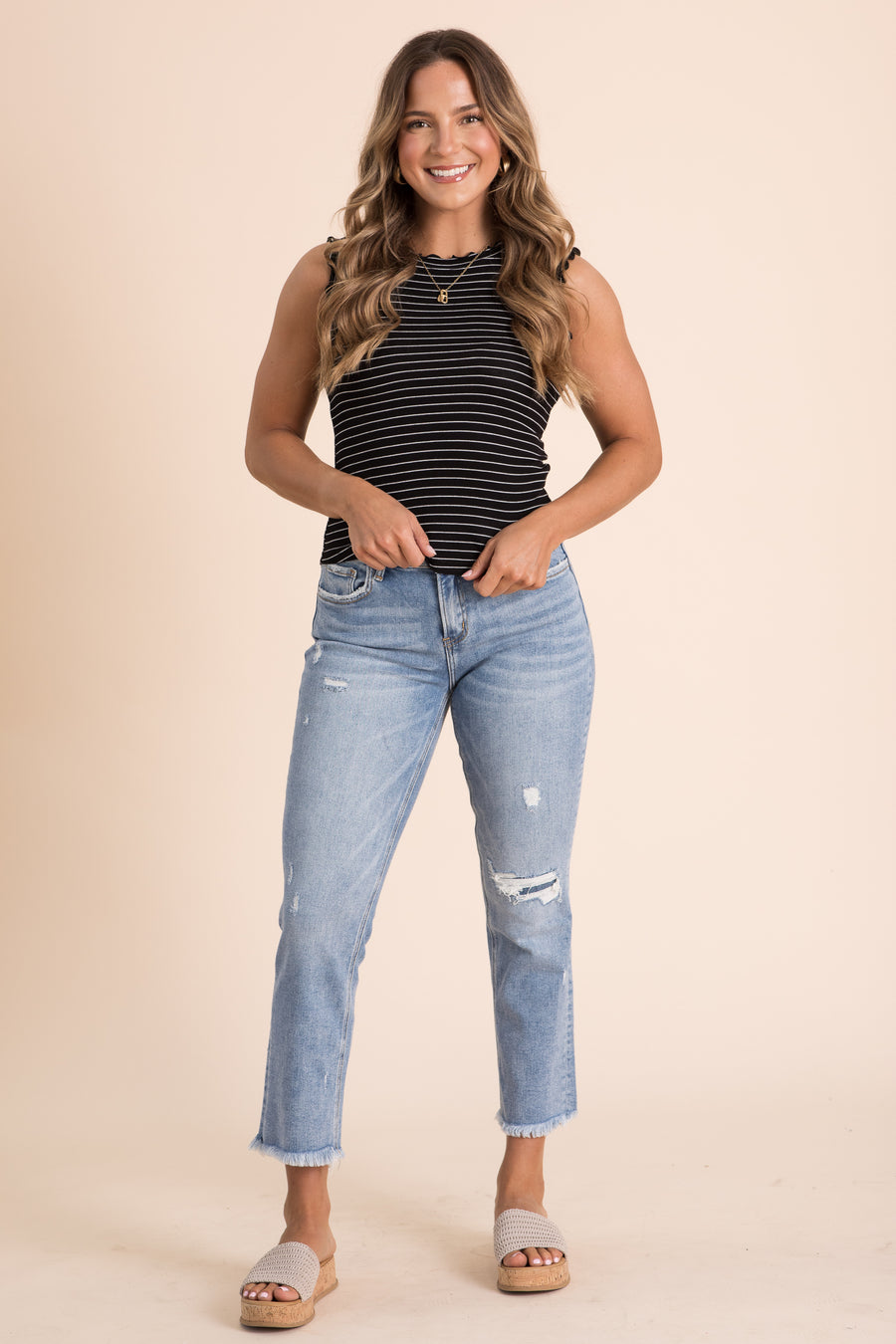 Lovervet Mid Rise Crop Slim Straight Jean