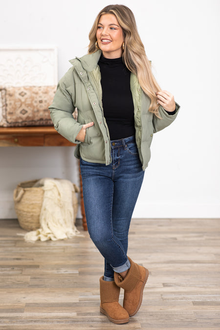 Sage Channel Quilt Puffer Jacket