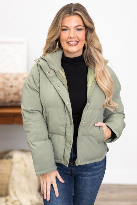 Sage Channel Quilt Puffer Jacket