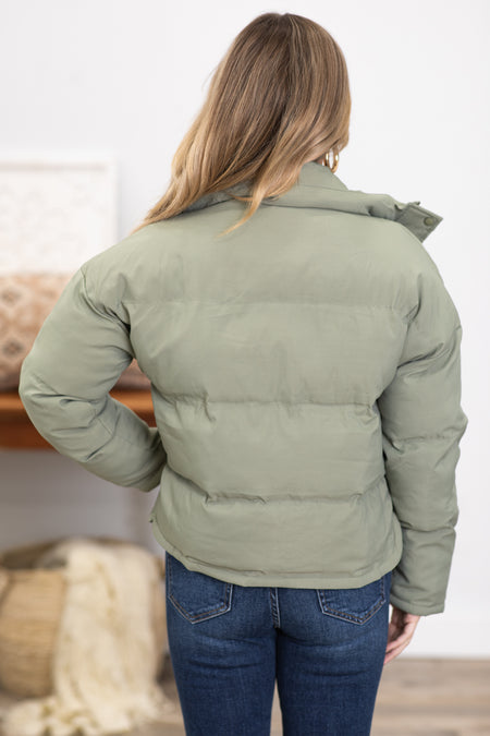 Sage Channel Quilt Puffer Jacket