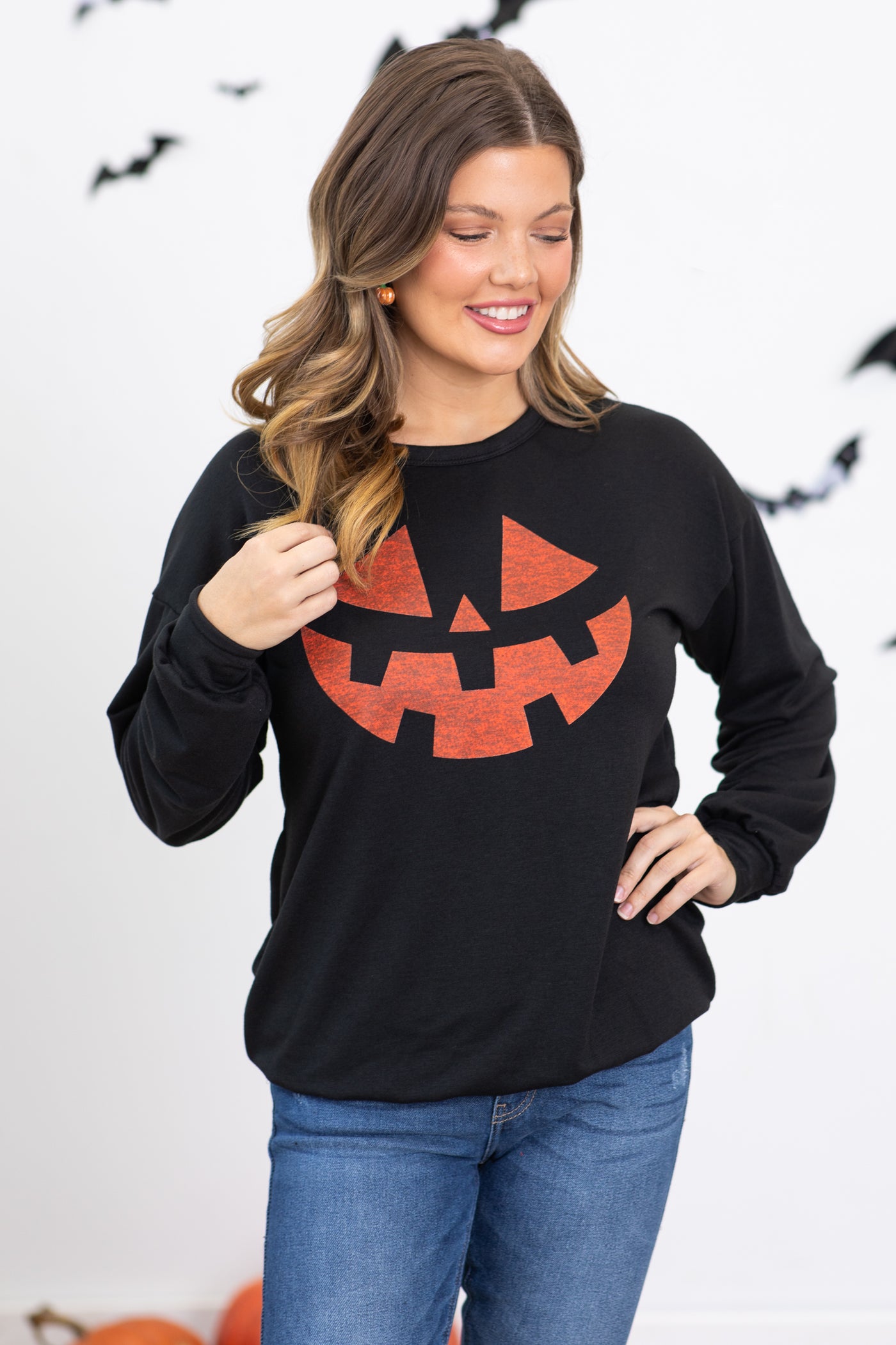 Black and Orange Pumpkin Graphic Tee