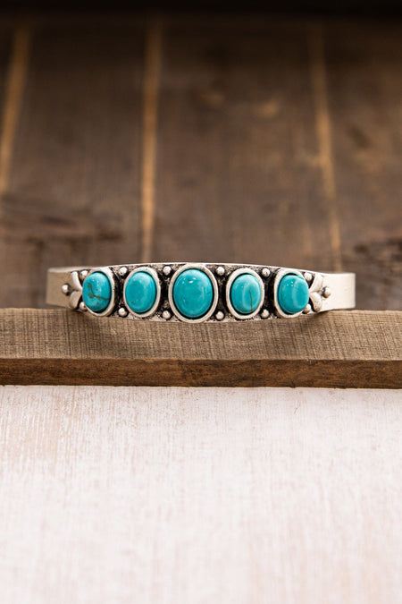 Turquoise Natural Stone Cuff Bracelet - Filly Flair