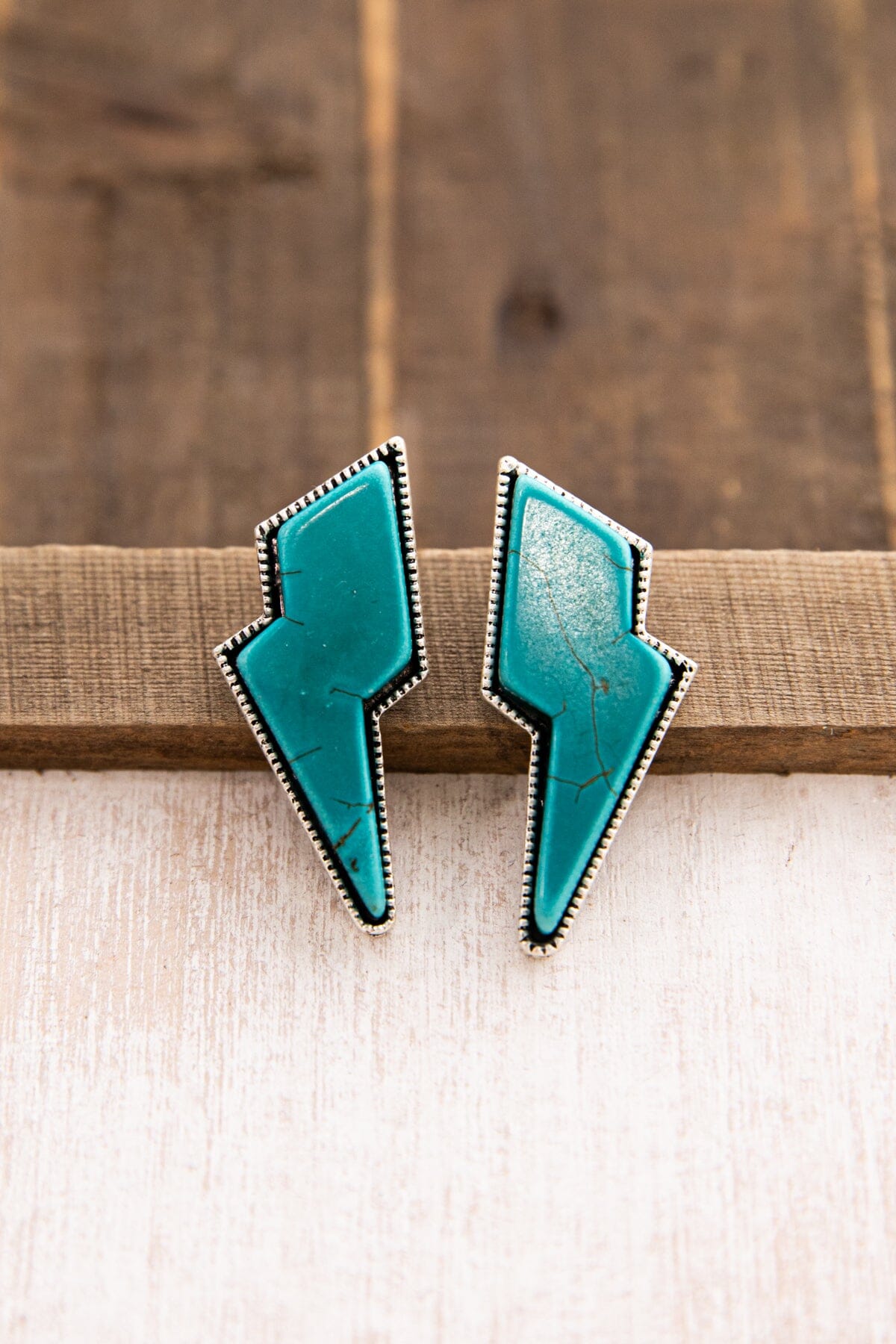 Turquoise Lightning Bolt Stud Earrings - Filly Flair