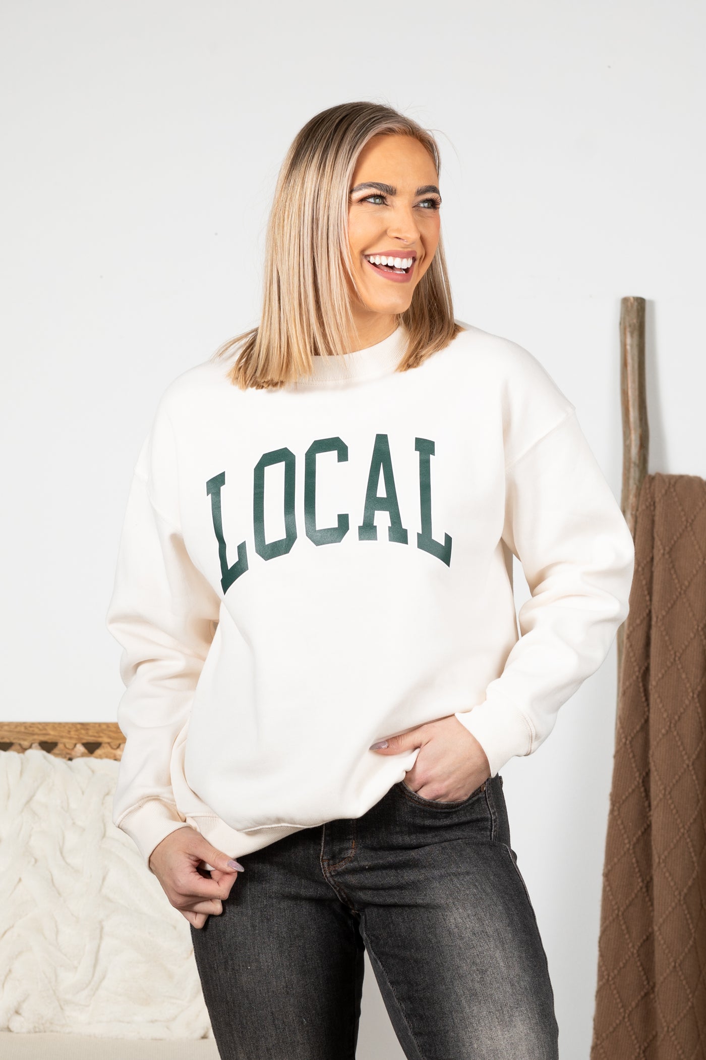 Local Printed Fleece Round Neck Sweatshirt