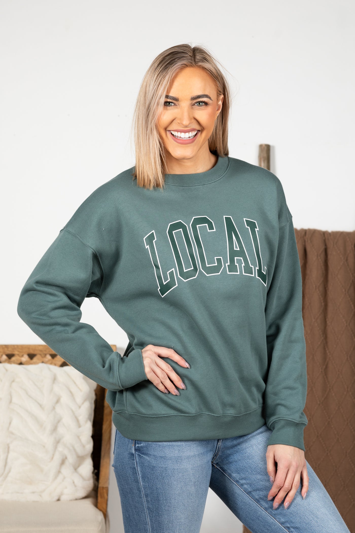 Local Printed Fleece Round Neck Sweatshirt