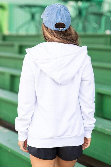 White Full Zip Hoodie - Filly Flair