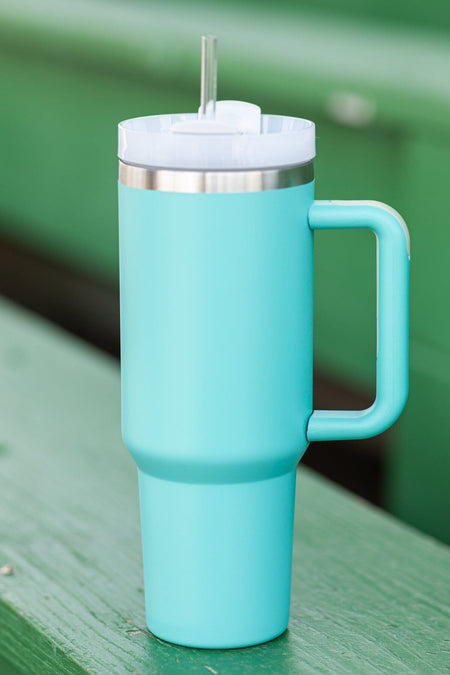 Light Teal 40oz Tumbler With Handle - Filly Flair