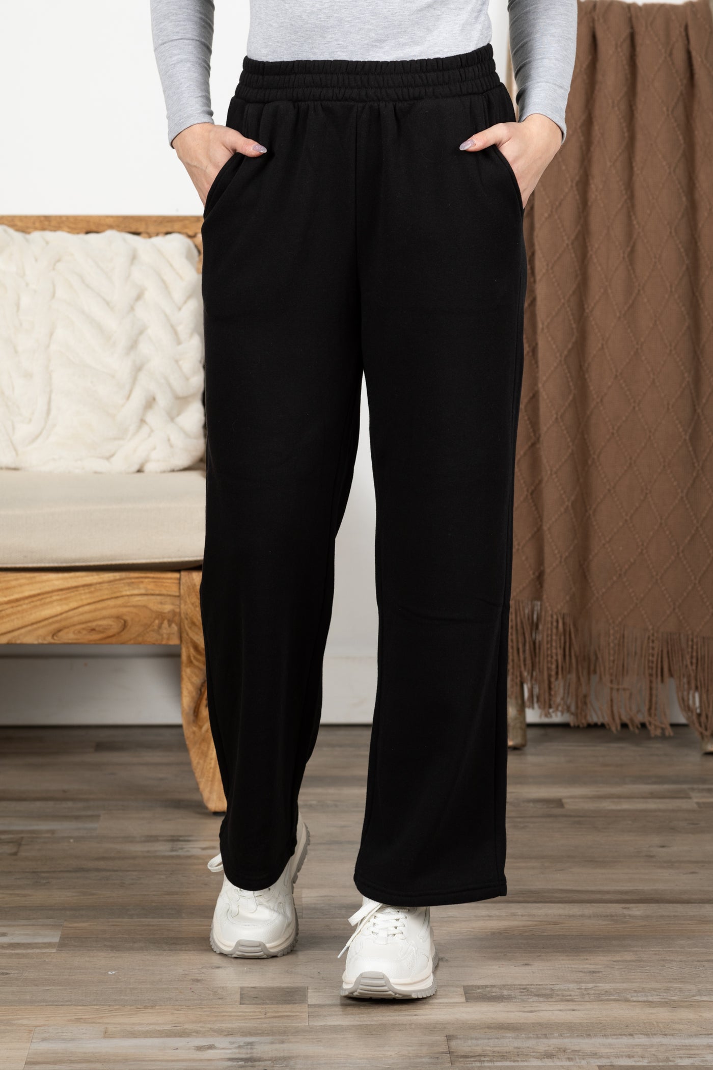 Fleece Drawstring Pants With Pockets