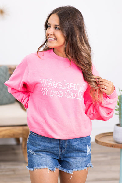 Weekend Vibes Only Hot Pink Tee – Southern Bliss Company