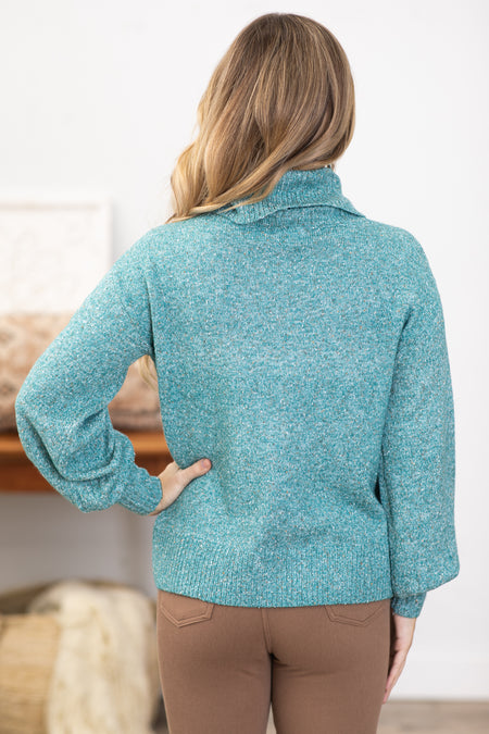 Turquoise Cowl Neck Sweater