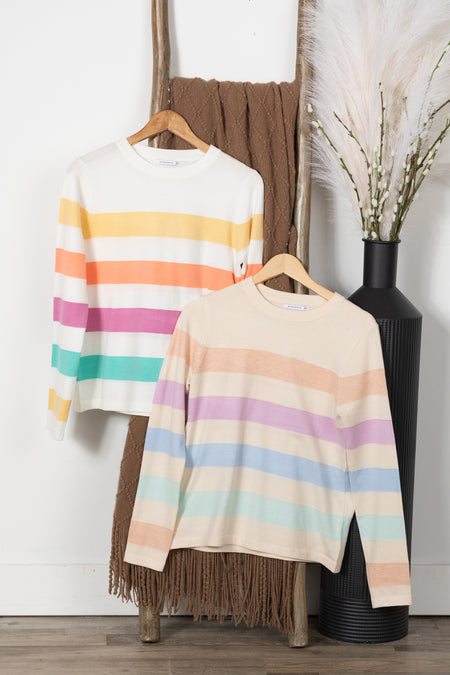 Multicolor Block Stripe Crewneck Knit Top