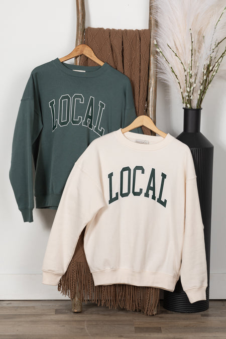 Local Printed Fleece Round Neck Sweatshirt