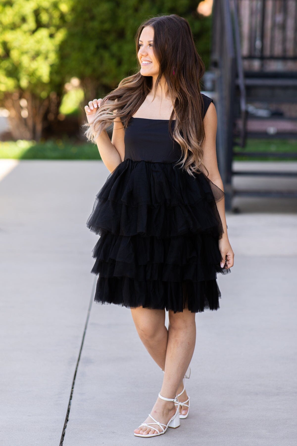 Black tiered tulle outlet skirt