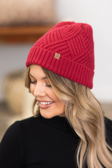 Raspberry Textured Beanie