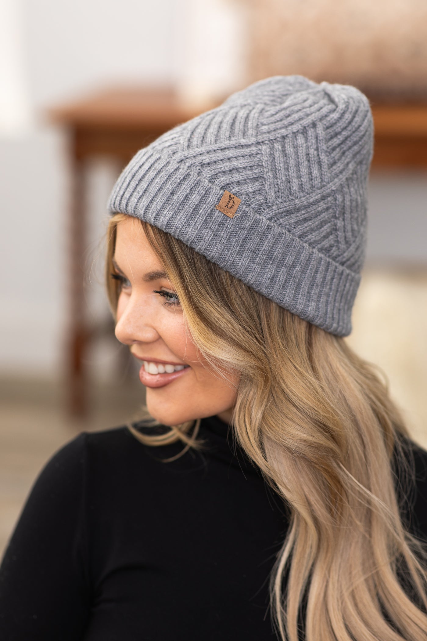 Grey Textured Beanie