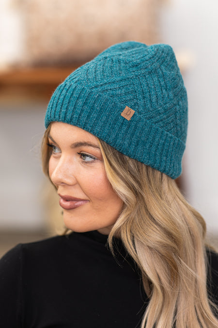 Teal Textured Beanie