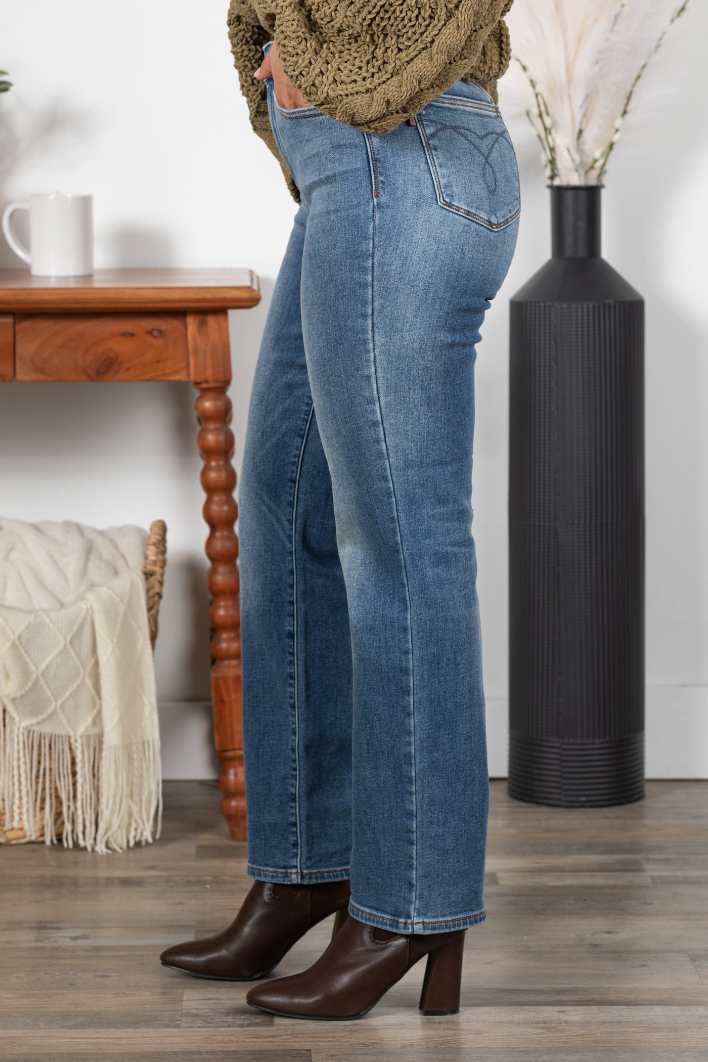 Judy Blue Vintage Wash Thermal Straight Jeans