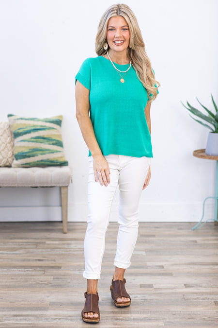 Mint Lightweight Short Sleeve Sweater