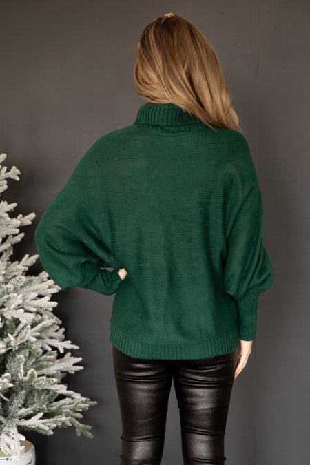 Emerald Green Merry Turtleneck Sweater