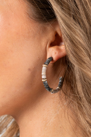 Two Tone Beaded Hoop Earrings