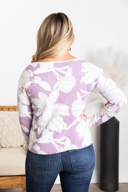 Floral Pullover Knit Sweater Top