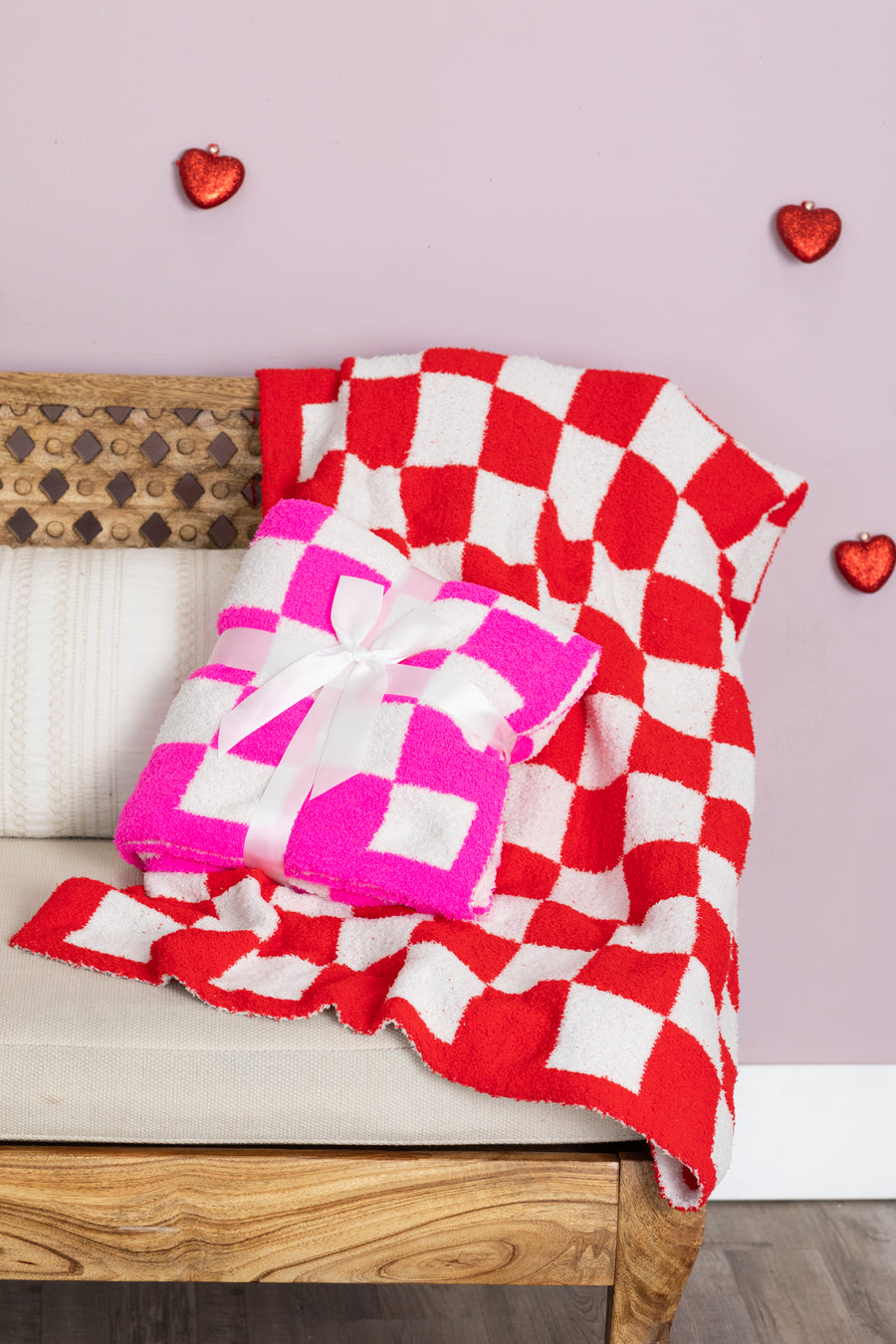 Valentine's Checkerboard Print Blanket