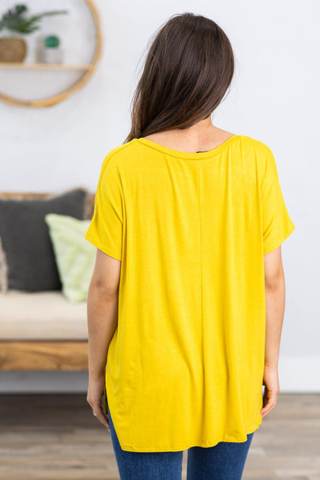 Mustard V-Neck Dolman Sleeve Top - Filly Flair