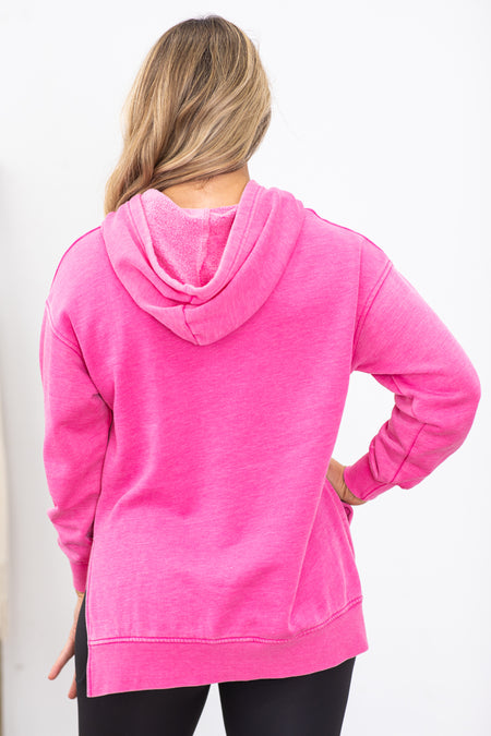 Pink Pigment Dyed Fleece Hoodie