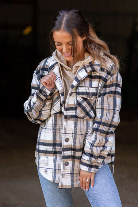 Black and Tan Plaid Shacket