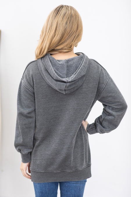 Graphite Pigment Dyed Fleece Hoodie