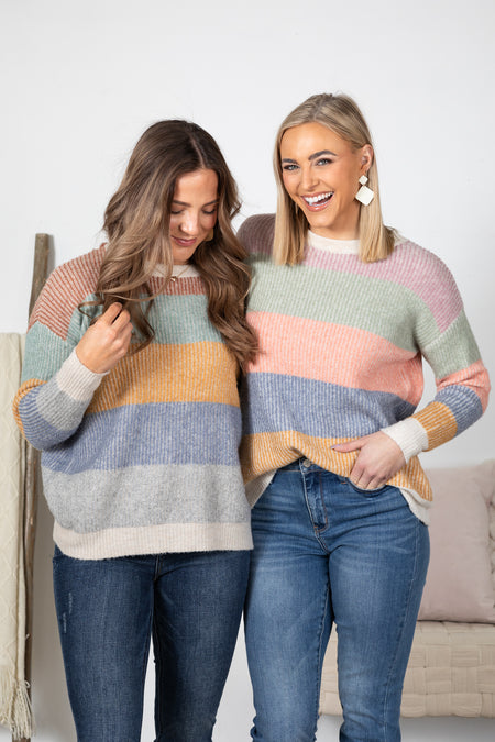 Ribbed Multicolor Colorblock Sweater