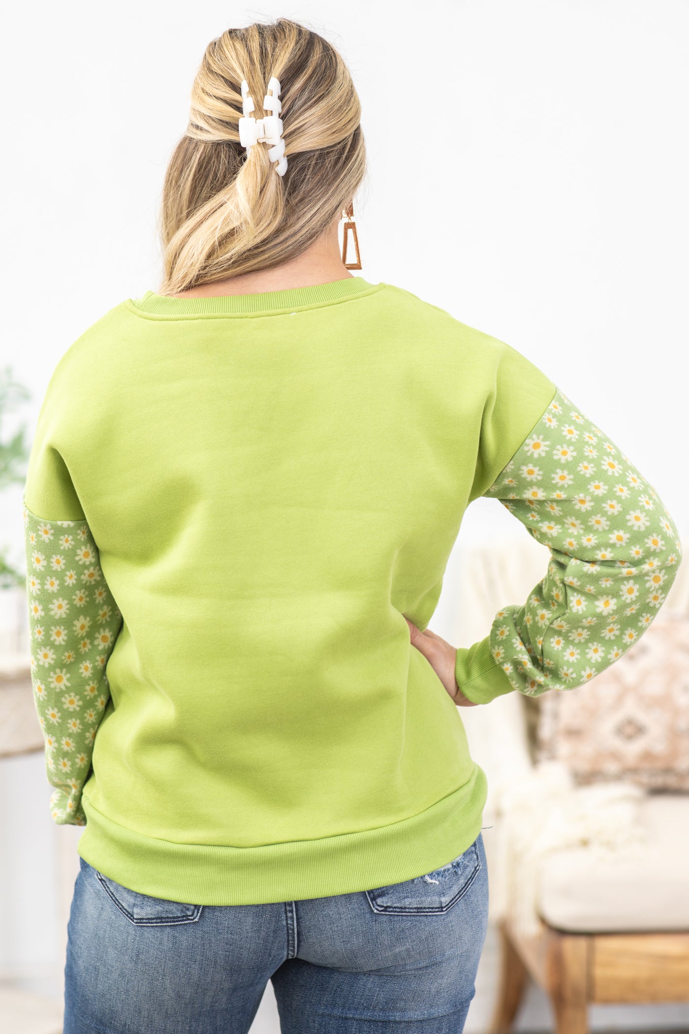 Lime Floral Crewneck Sweatshirt