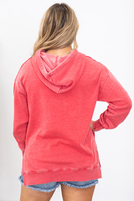 Crimson Pigment Dyed Fleece Hoodie