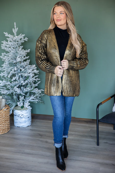 Gold Metallic Cardigan