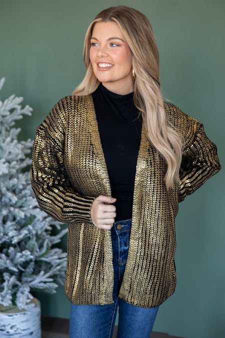 Gold Metallic Cardigan